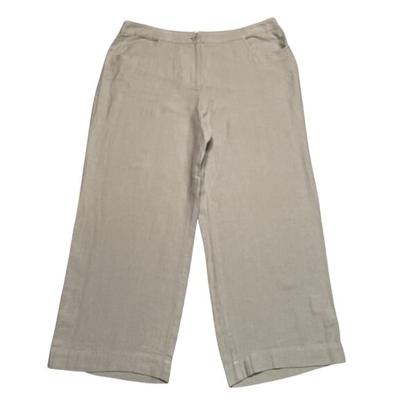 Eileen Fisher Pants Womens Medium Tan Rustic Cotton Momen Linen Cropped System - Picture 1 of 10